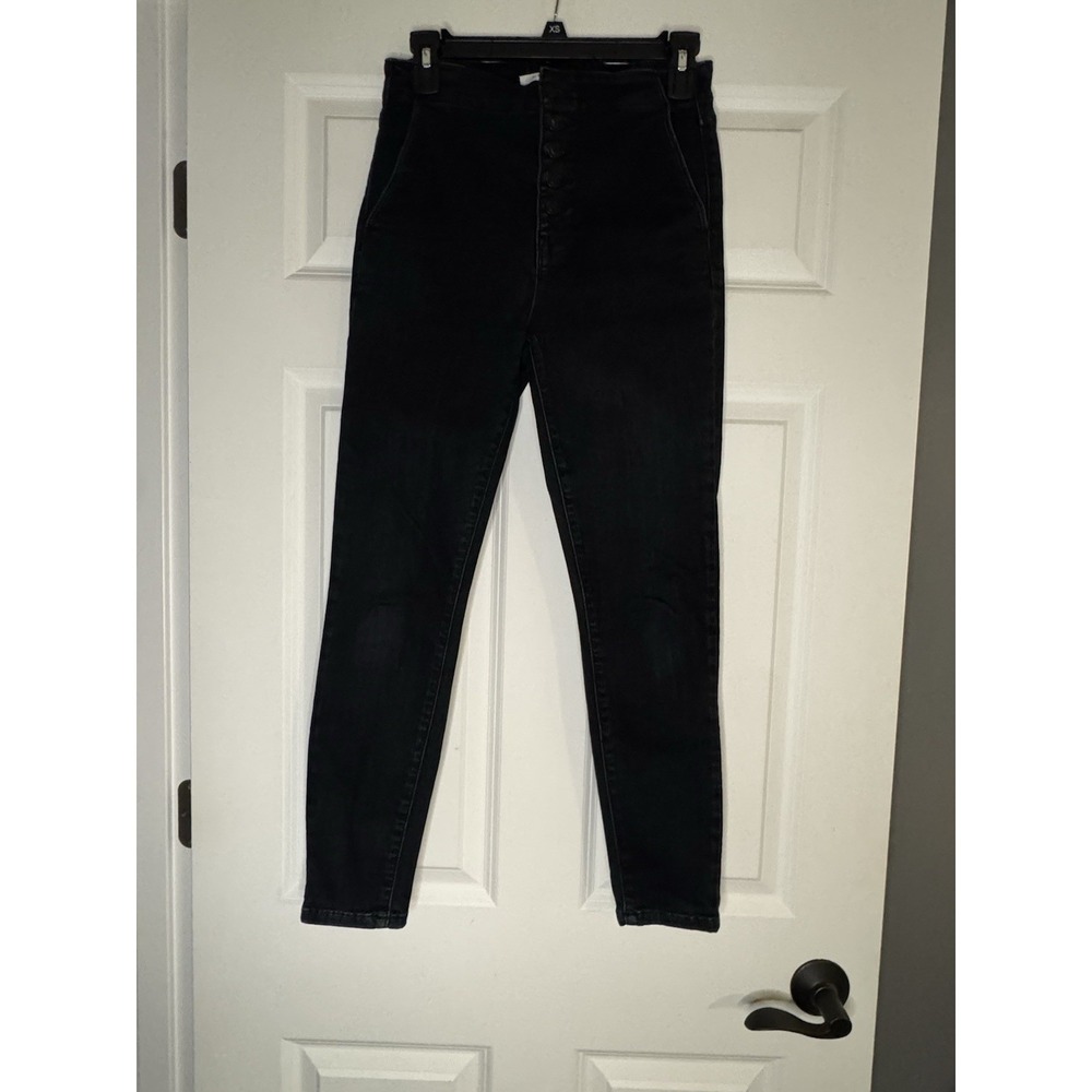 Eunina Stella Ultra High Rise Skinny Crop Black Denim Jeans Size 3